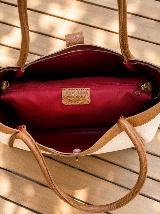 LIV BAG Ecru/Bruin