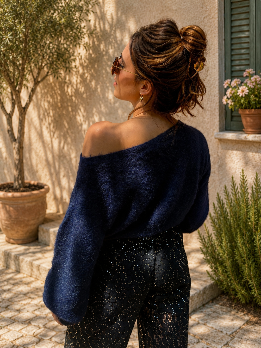 ADÉLE Off Shoulder Trui Blauw