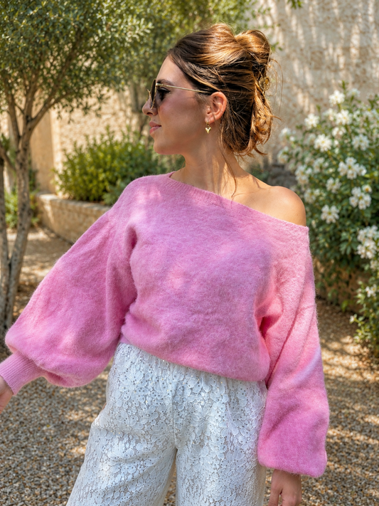 ADÉLE Off Shoulder Trui Roze