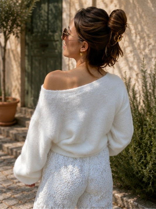 ADÉLE Off Shoulder Trui wit